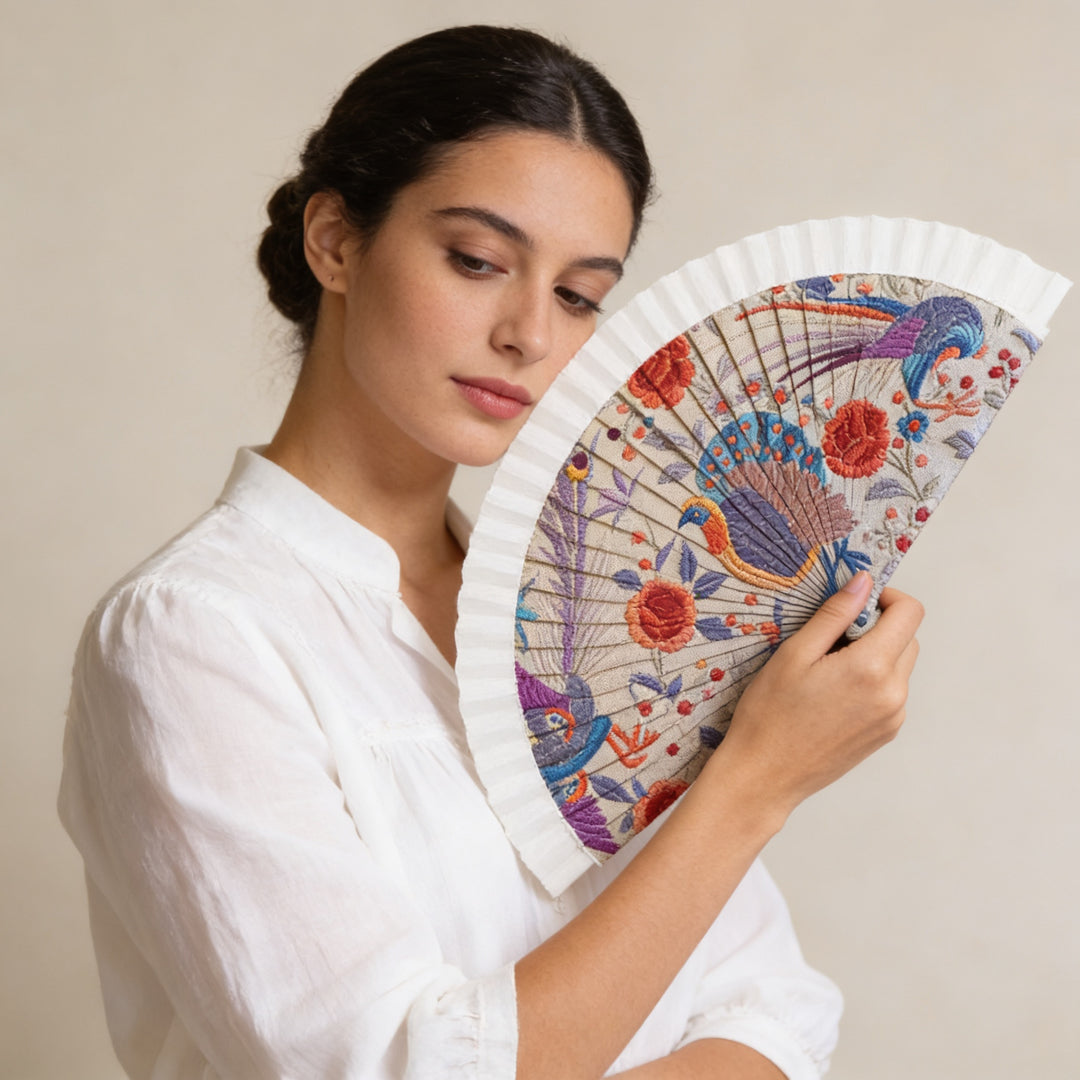 Abanico Mantón Manila PAVO REAL