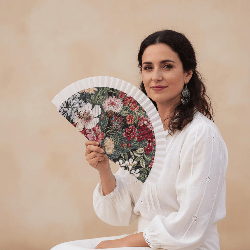 Abanico Mantón Manila JARDÍN ORIENTAL