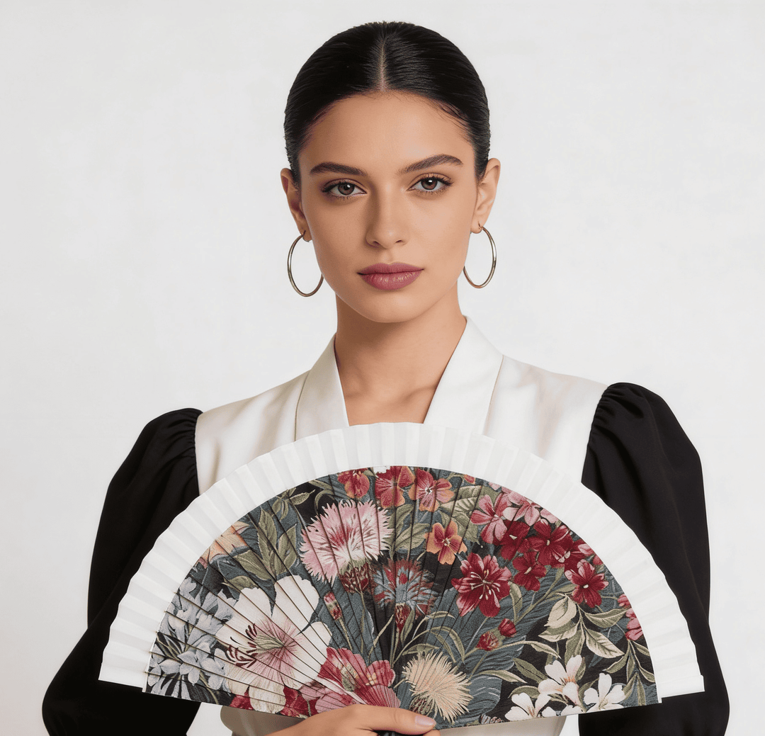 Abanico Mantón Manila JARDÍN ORIENTAL