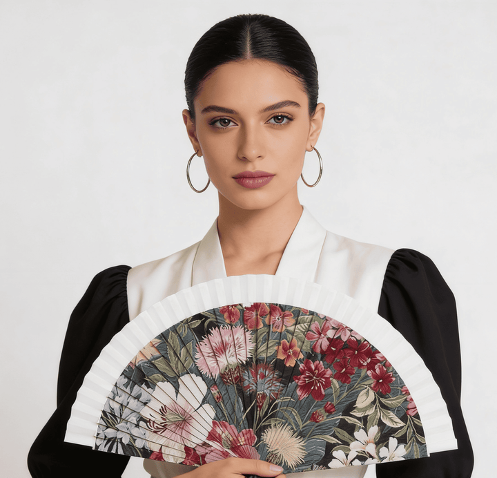 Abanico Mantón Manila JARDÍN ORIENTAL