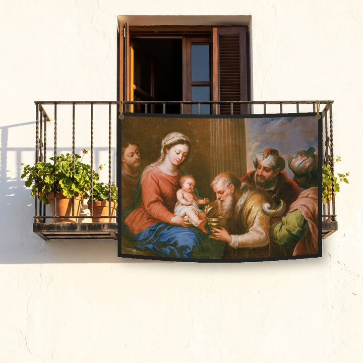 Balconera de Navidad Feliz Navidad modelo 4 colgada en un balcón | Banderas Porras