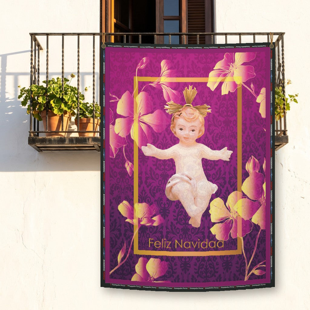 Balconera de Navidad Feliz Navidad modelo 43 colgada en un balcón | Banderas Porras