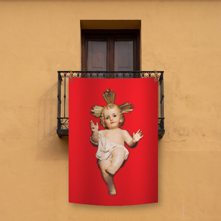 Balconera de Navidad Feliz Navidad modelo 44 colgada en un balcón | Banderas Porras