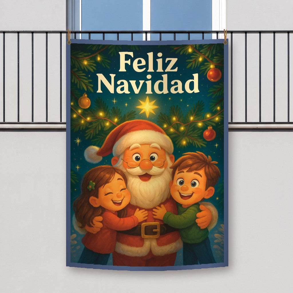 Balconera de Navidad Feliz Navidad modelo 61 colgada en un balcón | Banderas Porras