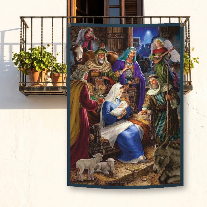 Balconera de Navidad Feliz Navidad modelo 63 colgada en un balcón | Banderas Porras