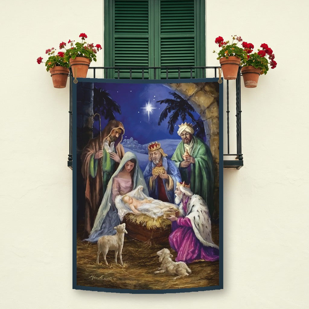 Balconera de Navidad Feliz Navidad modelo 65 colgada en un balcón | Banderas Porras