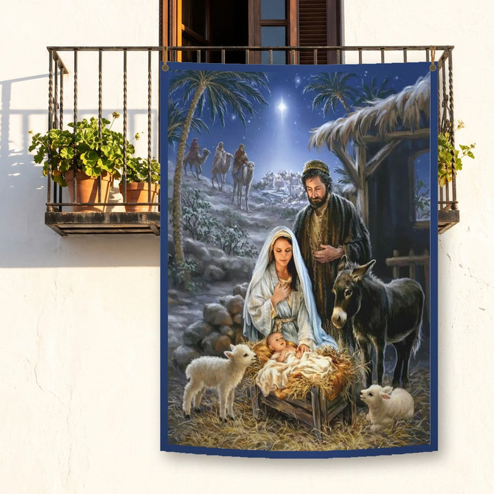 Balconera de Navidad Feliz Navidad modelo 67 colgada en un balcón | Banderas Porras