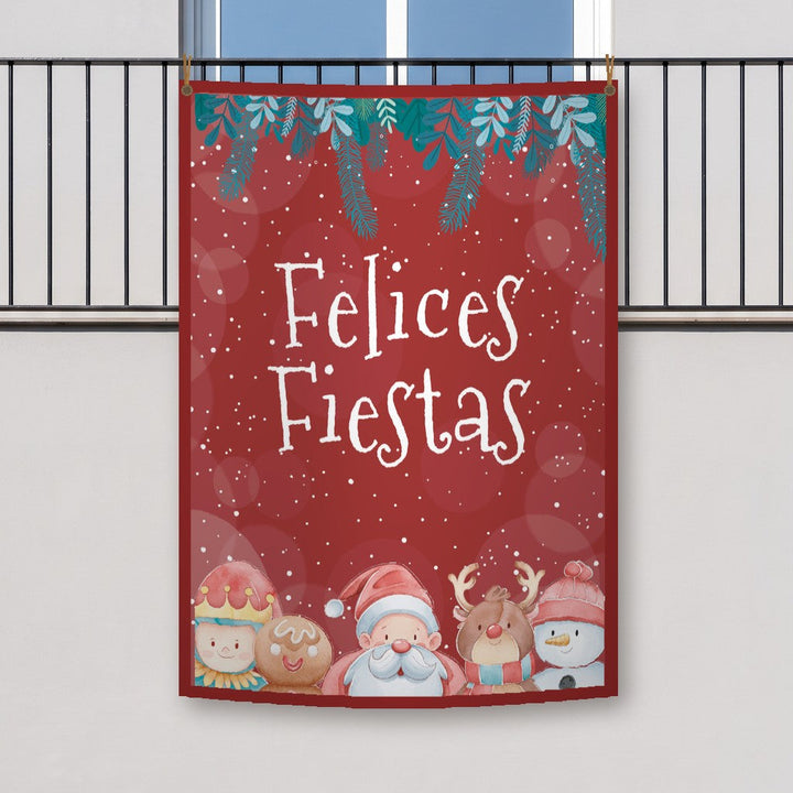 Balconera de Navidad Feliz Navidad modelo 77 colgada en un balcón | Banderas Porras