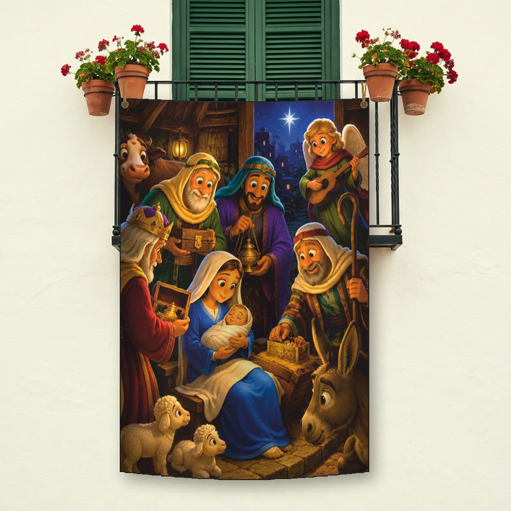 Balconera de Navidad Feliz Navidad modelo 91 colgada en un balcón | Banderas Porras