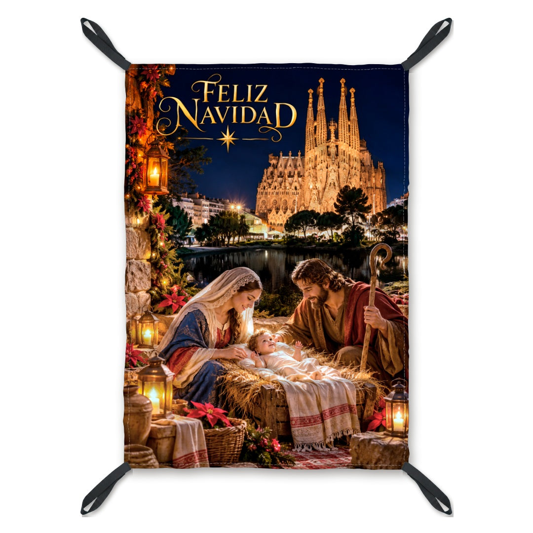 Diseño de la balconera de Navidad Barcelona Sagrada Familia realista | Banderas Porras