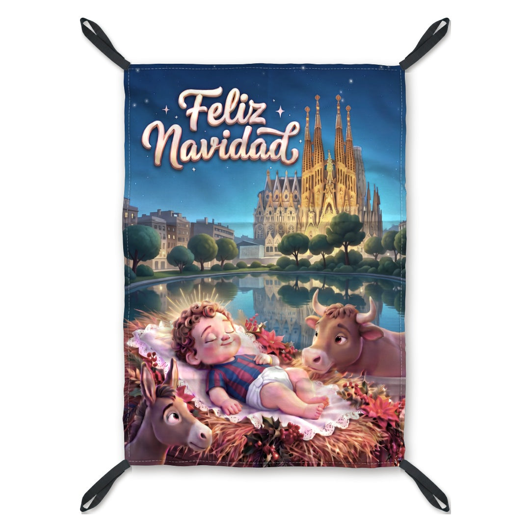 Diseño de la balconera de Navidad Barcelona Niño Jesús blaugrana | Banderas Porras