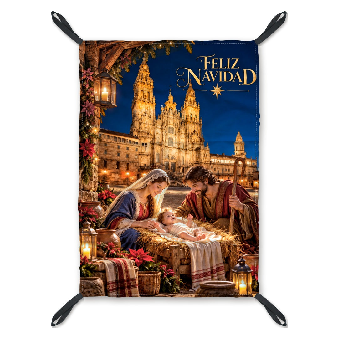 Balconera de Navidad Santiago de Compostela modelo SAN1 (realista) con lazos en las esquinas | Banderas Porras