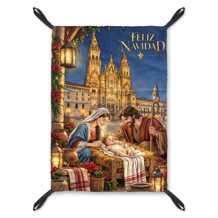 Balconera de Navidad Santiago de Compostela modelo SAN2 (ilustrada) con lazos en las esquinas | Banderas Porras