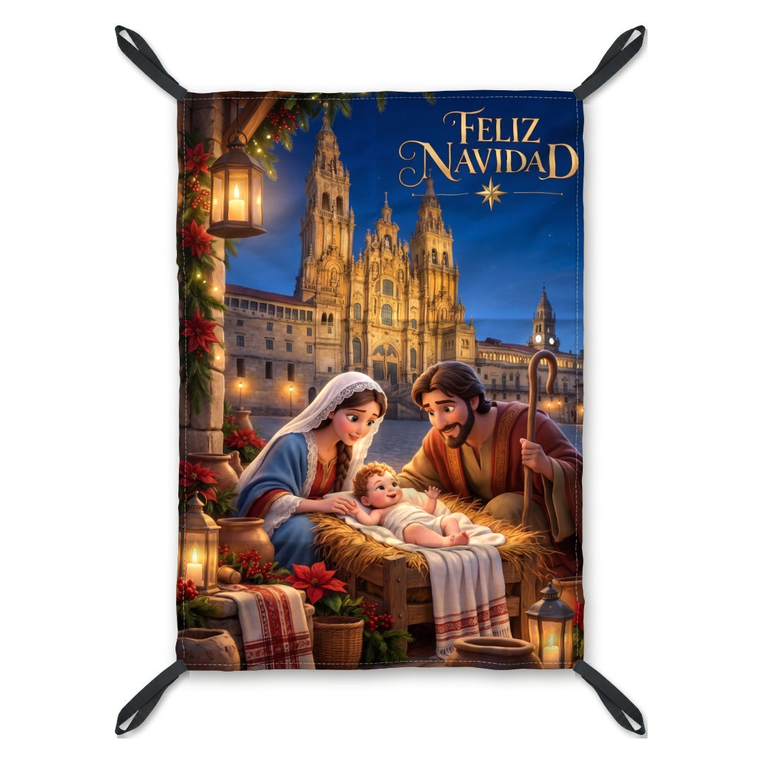 Balconera de Navidad Santiago de Compostela modelo SAN3 (infantil) con lazos en las esquinas | Banderas Porras
