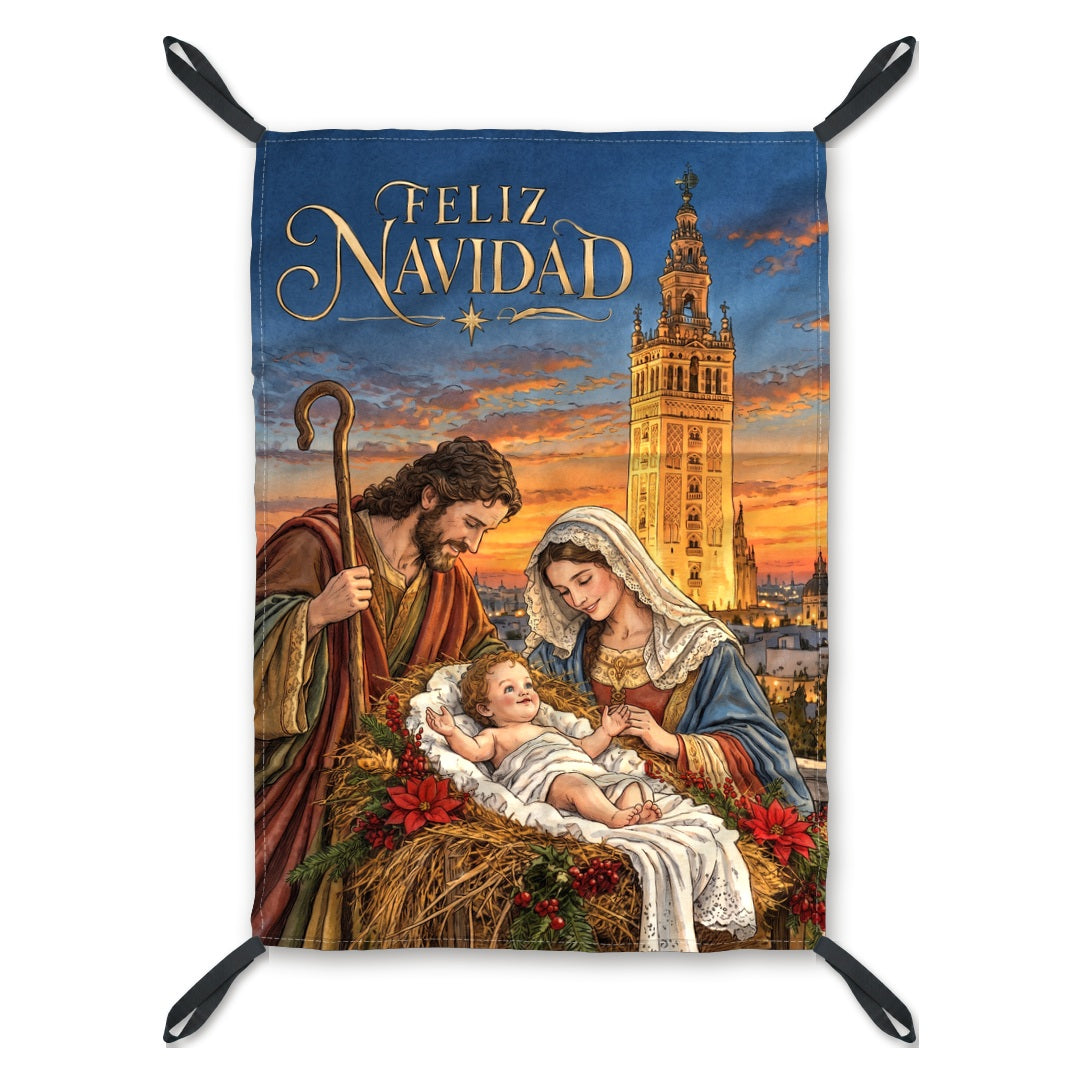 Balconera de Navidad Sevilla modelo SEV2 (ilustrada) con lazos en las esquinas | Banderas Porras