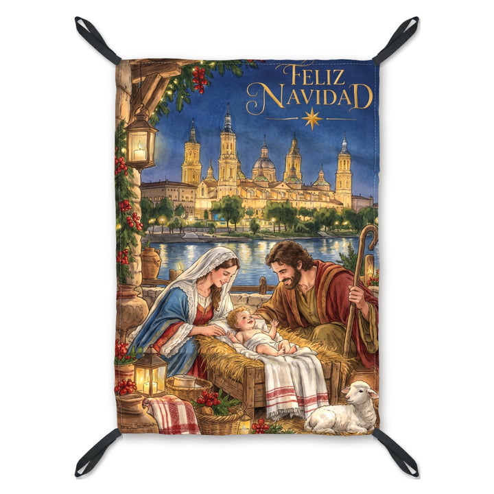 Balconera de Navidad Zaragoza modelo ZAR2 (ilustrada) con lazos en las esquinas | Banderas Porras