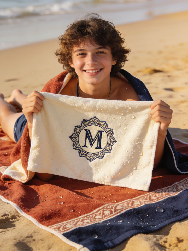 Regalo de toalla personalizada con nombre en la playa