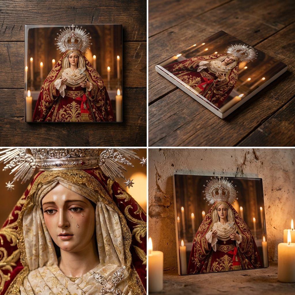 Azulejo devocional Virgen - ángulo 45 grados