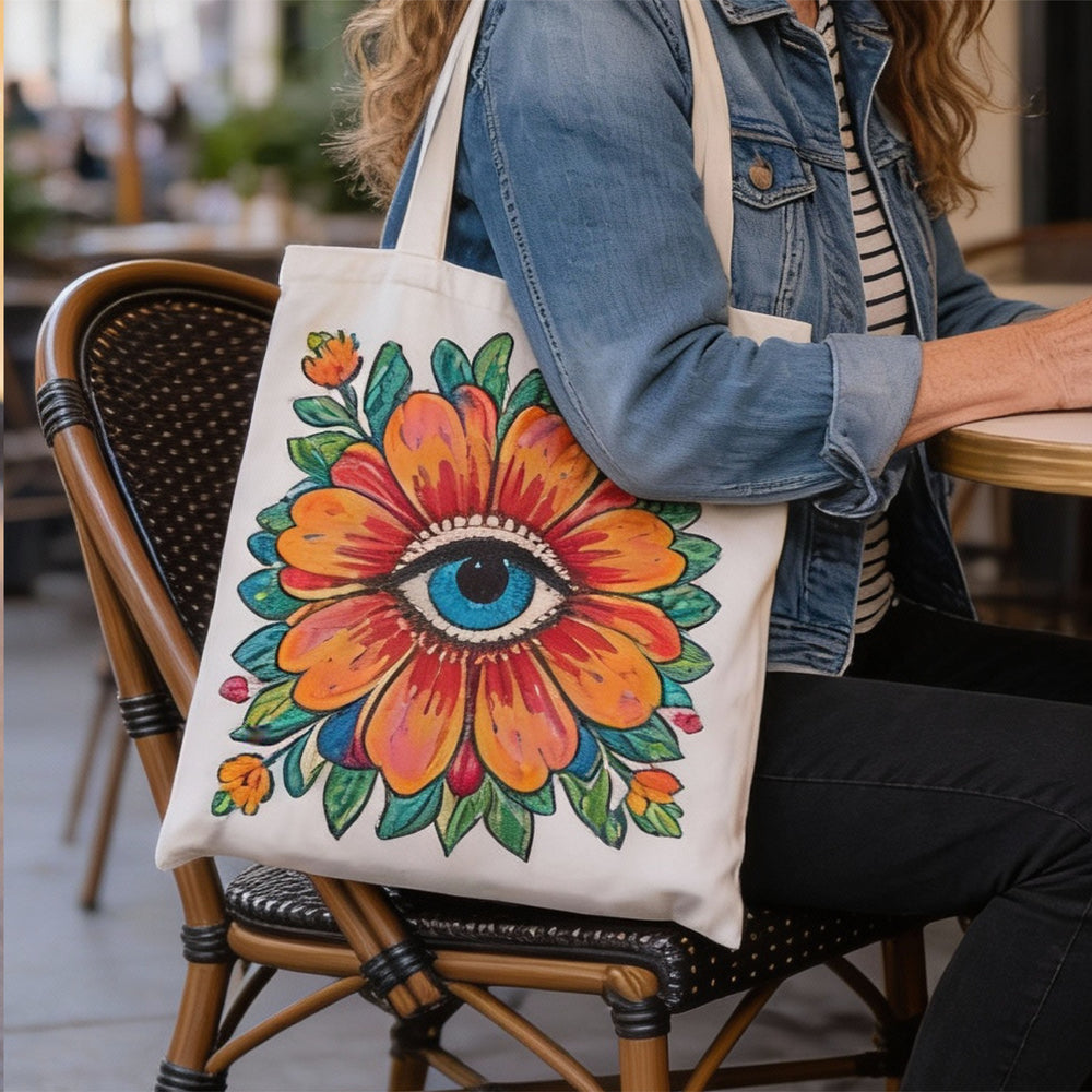 Tote bag personalizada colgada del hombro | Banderas Porras